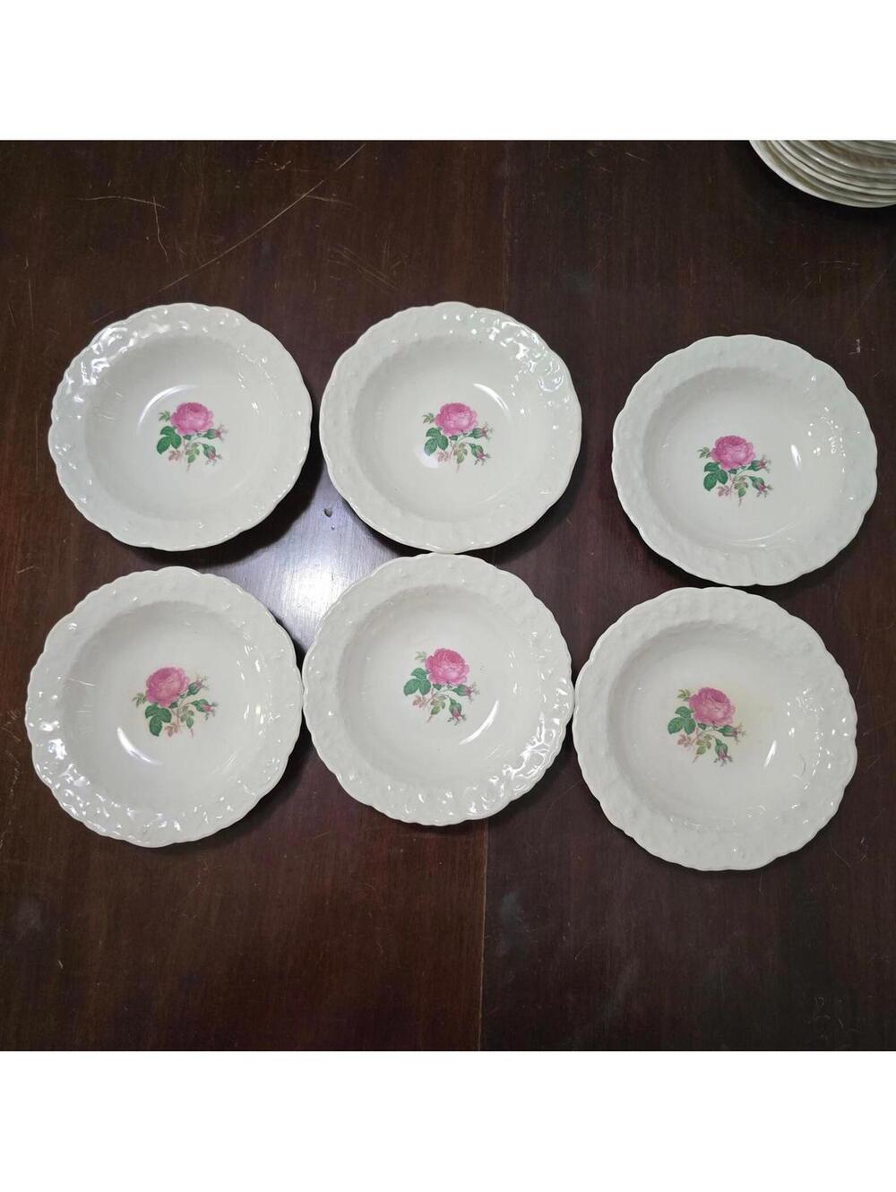 1940s Pope Gosser China Rose Point China 5-3/4" Dessert Bowl Set of 6